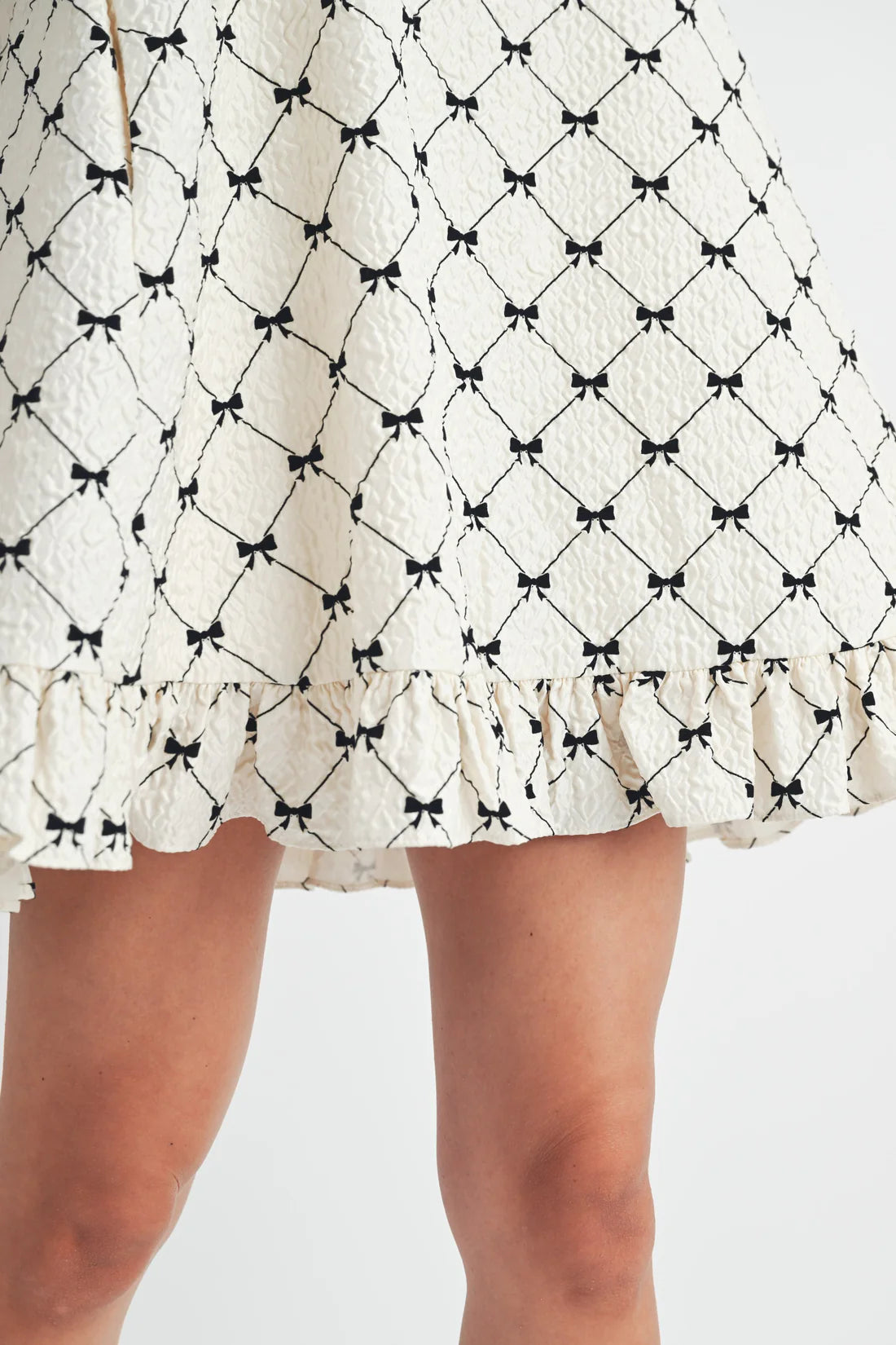 Black & Cream Ruffle Bow Dress