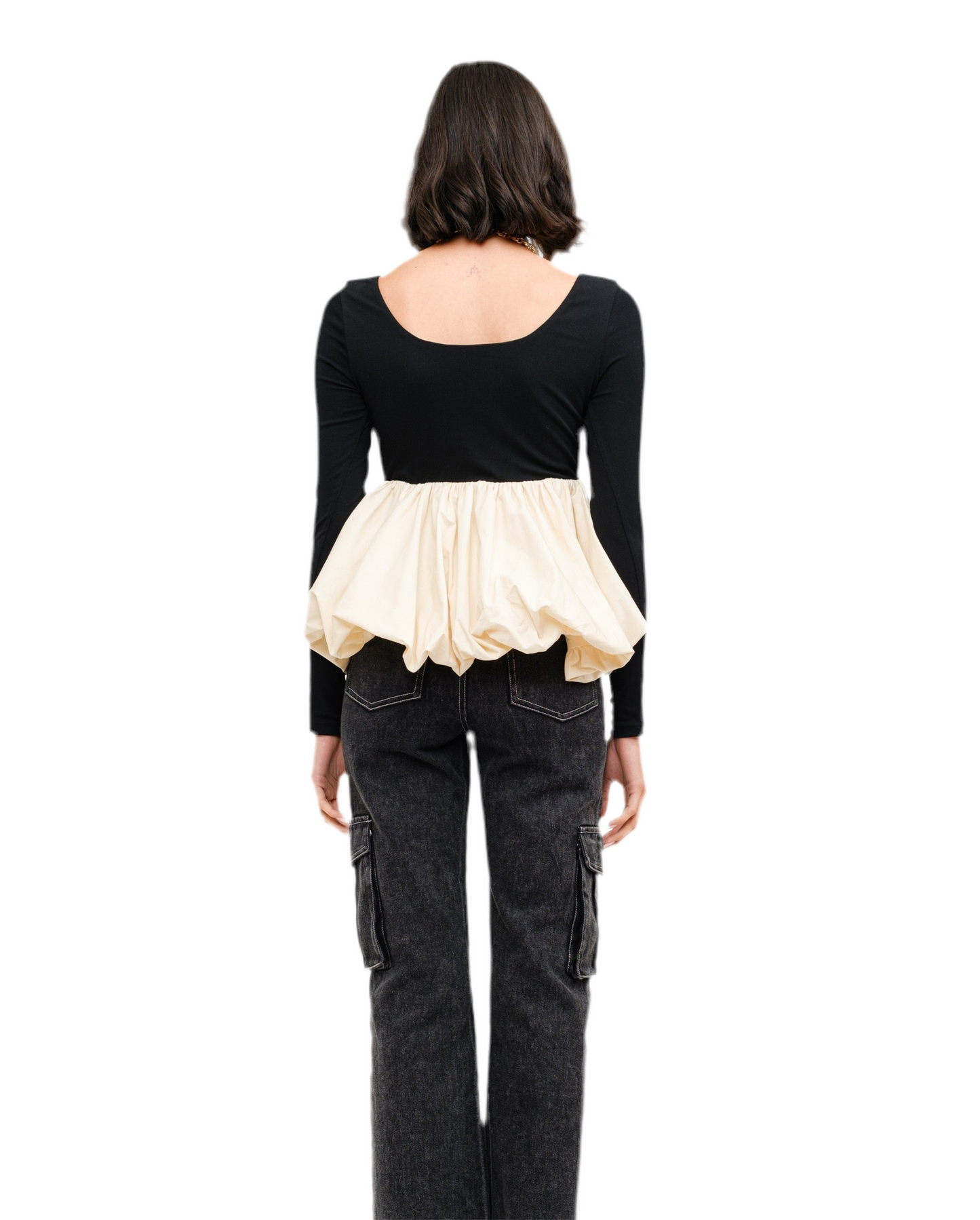 Black & Cream Bubble Top