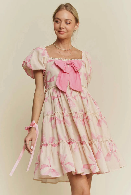 Sweet Girl Pink Bow Dress