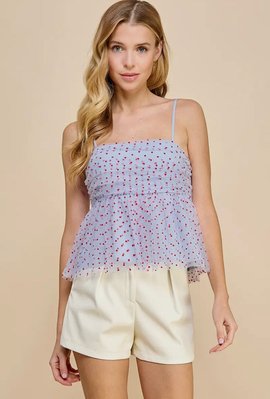 Mini Hearts Blue Top