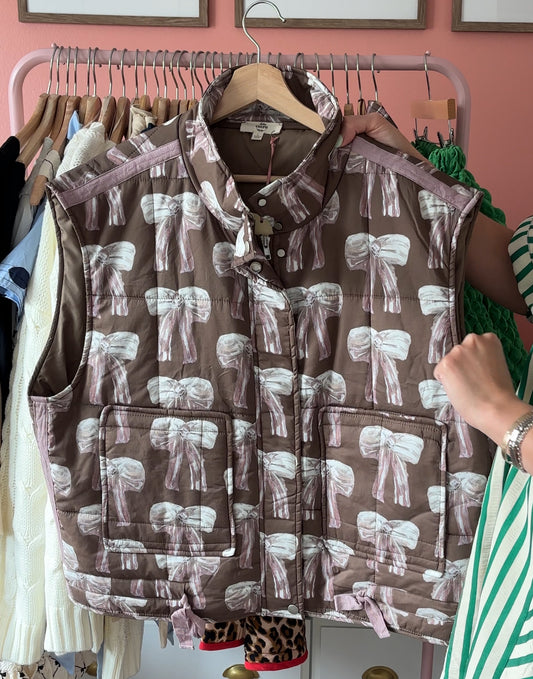 Brown & Lilac Bow Vest