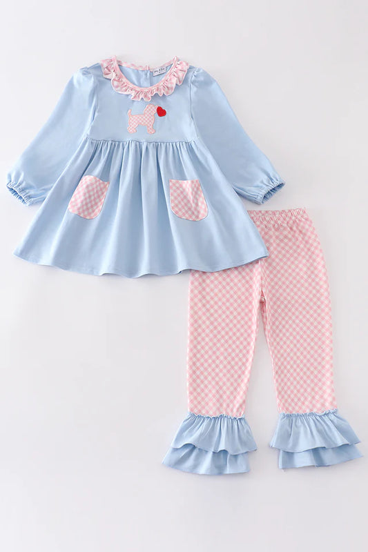 BLUE PUPPY HEART GIRL SET